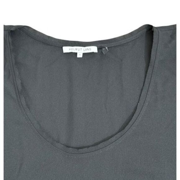 Helmut Lang Black Short Sleeve Blouse Top Boxy Drapey Modern Polyester Size S - Picture 5 of 7